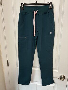 Figs Yola W/Yoga Waistband Petite Skinny In Dark Teal Size XXS   26” x 28”